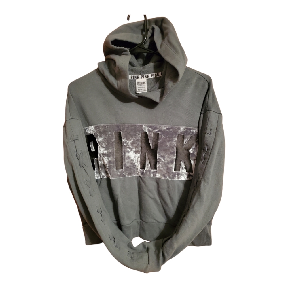 Pink Victoria's Secret Olive Green PINK Crop Hoodie, Size S